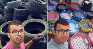 Armani Silva dělá dobrý skutek. Recykluje staré pneumatiky z pneuservisu a vytváří pelíšky pro pejsky a kočky